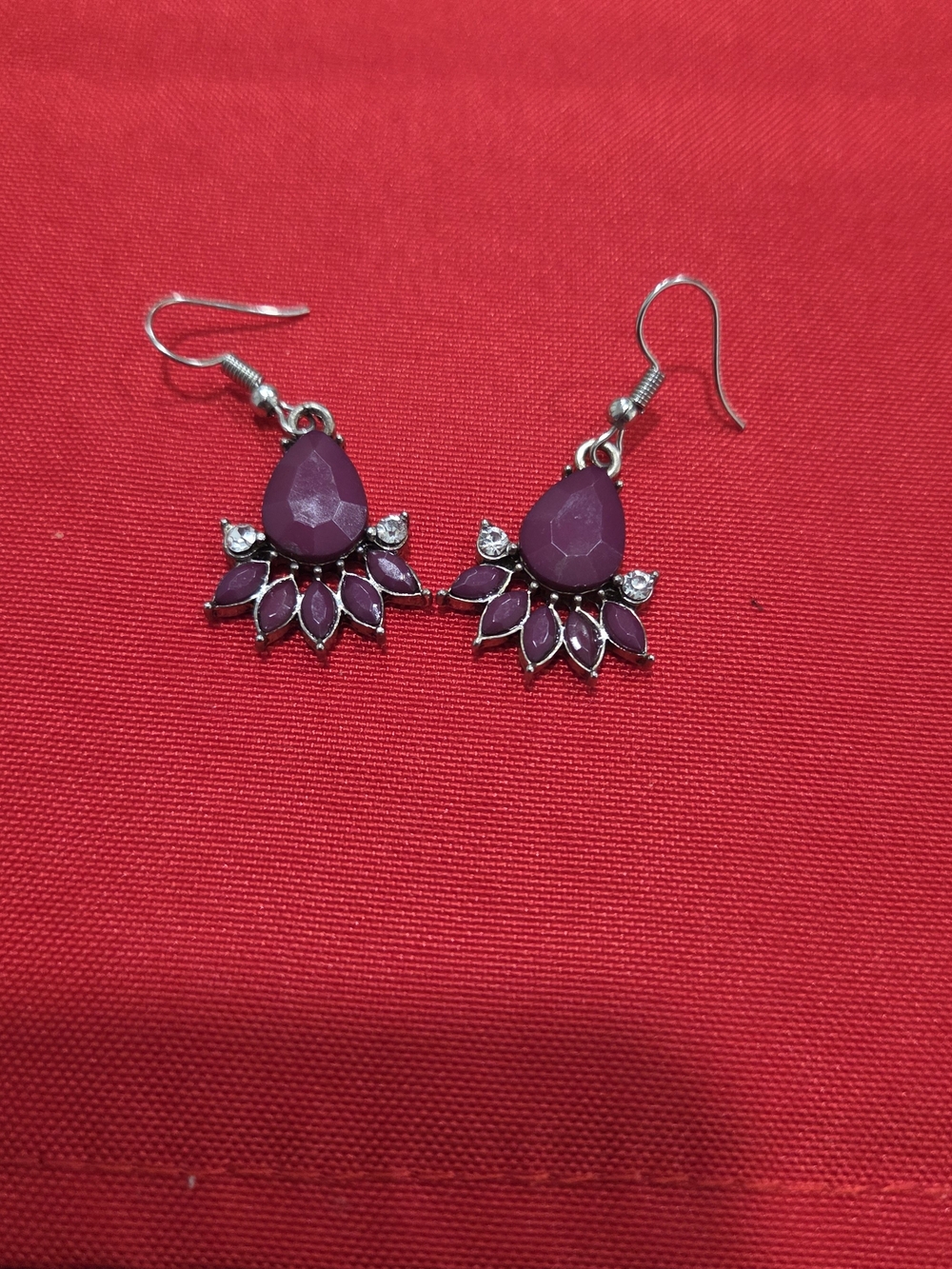 Purple Teardrop Dangle Earrings